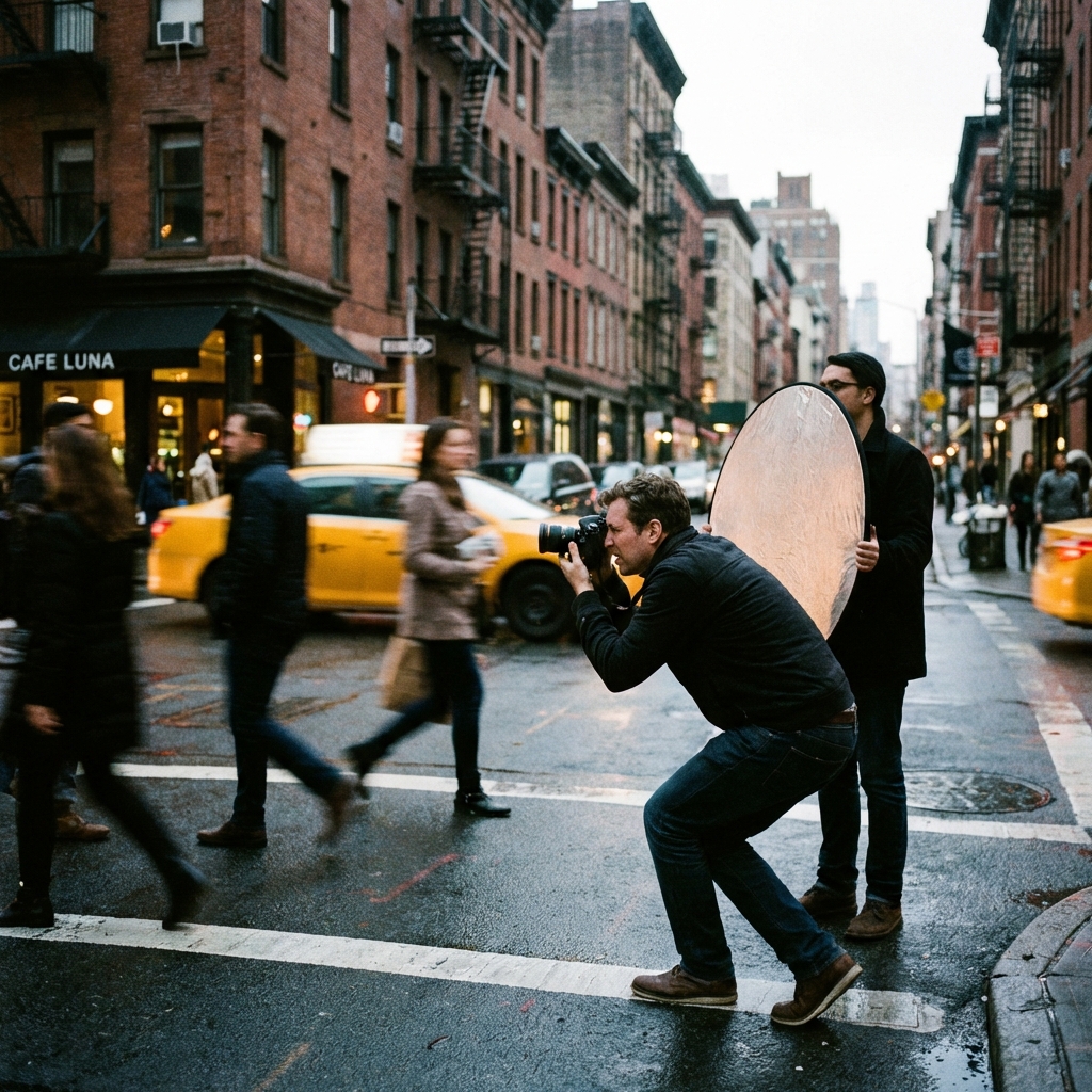 Blurry city street lights