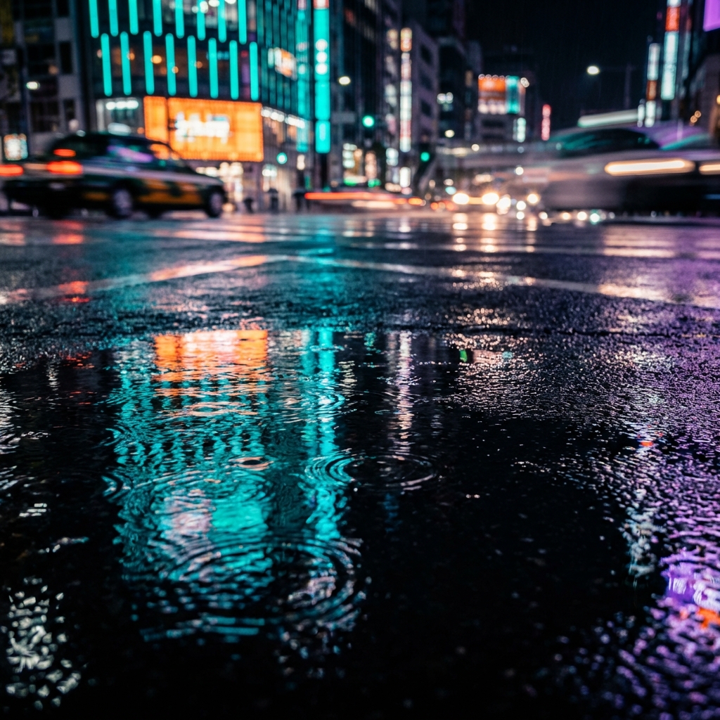 Rainy street reflection